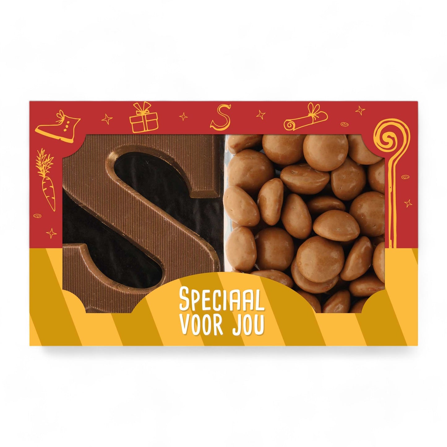 Cadeaupakketje | Choco letter & karamel zeezout kruidnoten