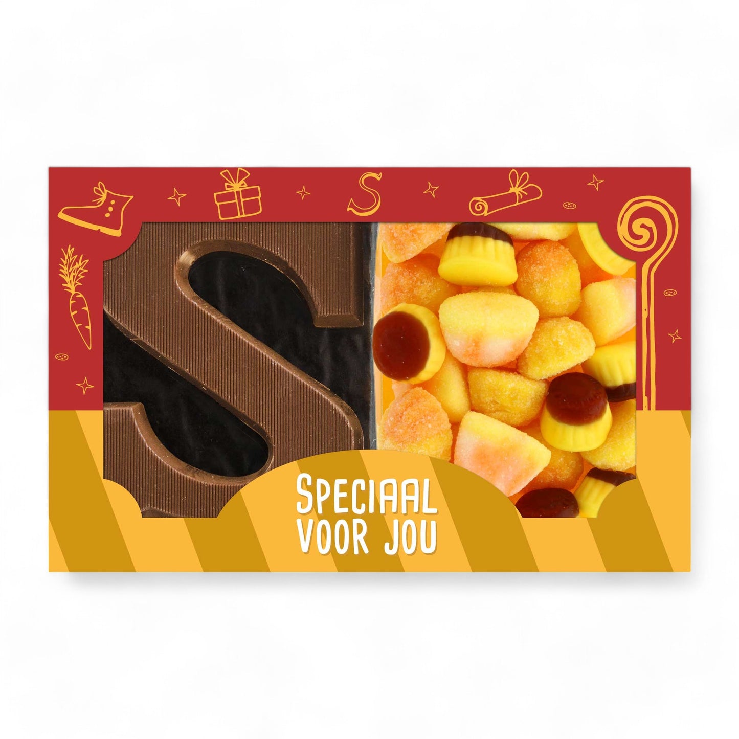 Cadeaupakketje | Choco letter & karamel snoep