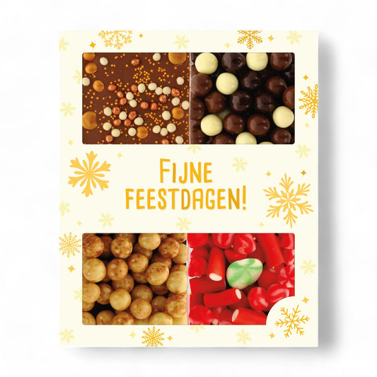 Cadeaupakket XL | Kerstsnoep, choco bar goud, crunchy's mix en karamel