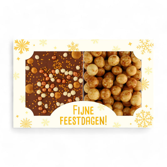 Cadeaupakketje | Choco bar goud en crunchy choco's karamel